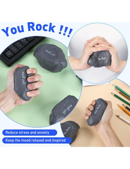 Pelotas Antiestrés Gemscream 5 Pcs Roca Motivacional 10.5 cm