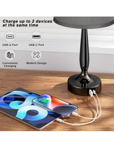 Lámpara de Mesa Táctil Kakanuo con USB y Regulador 41.4cm