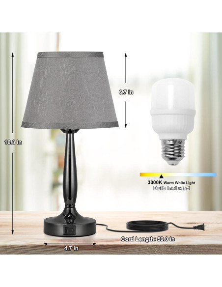 Lámpara de Mesa Táctil Kakanuo con USB y Regulador 41.4cm