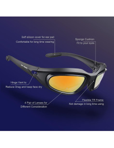 Gafas de sol deportivas EX-9100 UV400 con lentes intercambiables 2