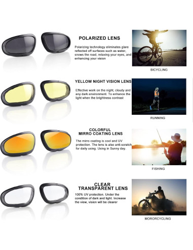 Gafas de sol deportivas EX-9100 UV400 con lentes intercambiables