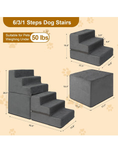 Escalera para Perros YUSING 6 Pasos Antideslizante 88.9x40.6cm 2