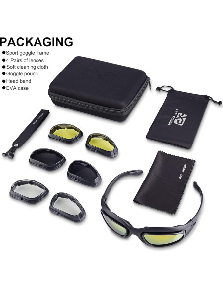 Gafas de sol deportivas EX-9100 UV400 con lentes intercambiables