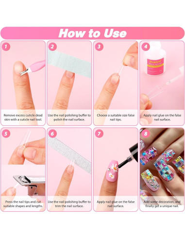 Juego de Tips de Uñas Coffin Transparentes Qinzave 600 Piezas