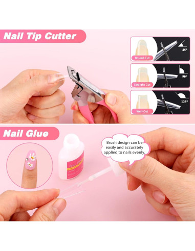 Juego de Tips de Uñas Coffin Transparentes Qinzave 600 Piezas