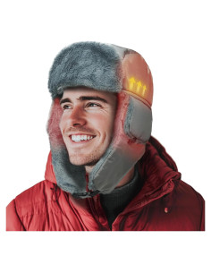 Gorro Trapper Calentado Unisex Gris con Batería 7.4V