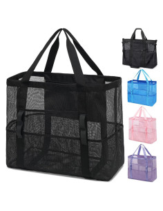 Bolsa de Playa Grande de Malla Jingweichuangke - Negro