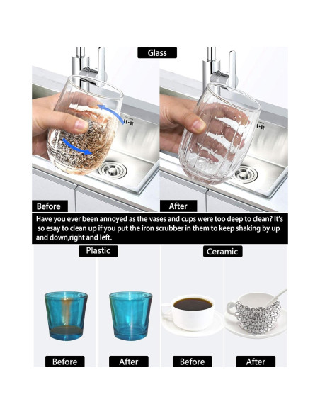 Limpiador de Sartén de Hierro Fundido ONEEKK - 2 Estropajos 18cm y 13cm