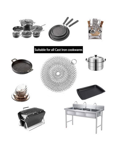 Limpiador de Sartén de Hierro Fundido ONEEKK - 2 Estropajos 18cm y 13cm