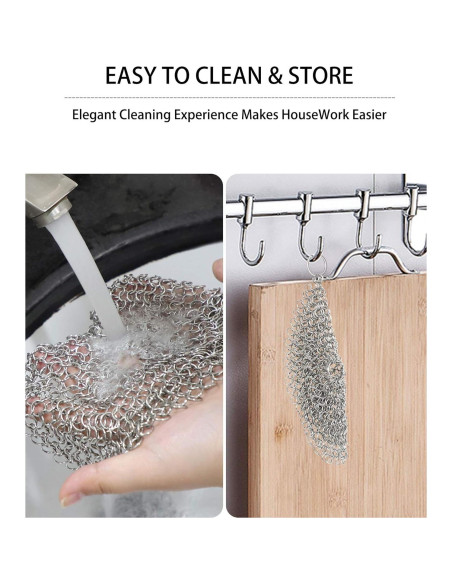 Limpiador de Sartén de Hierro Fundido ONEEKK - 2 Estropajos 18cm y 13cm