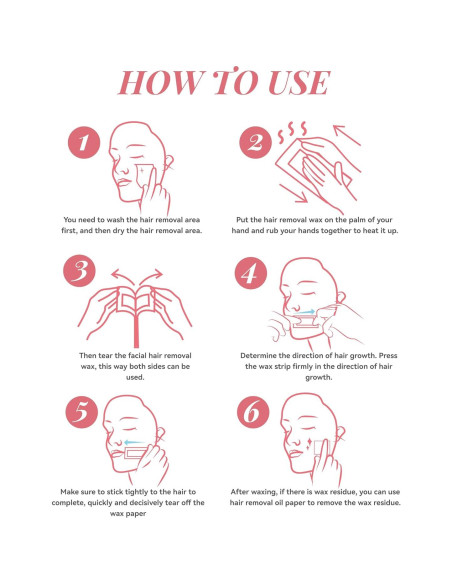 Tiras de Cera Facial OPOX 40 Piezas para Depilación Eficaz