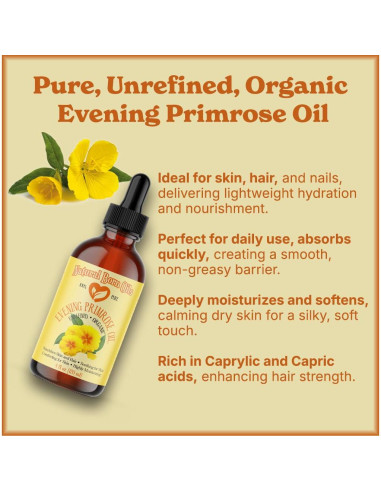 Aceite de Onagra 118ml Natural Born Oils, Hidratante Puro y Orgánico