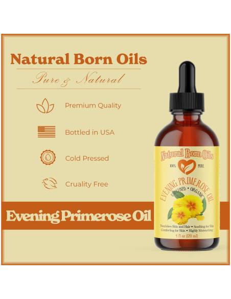 Aceite de Onagra 118ml Natural Born Oils, Hidratante Puro y Orgánico