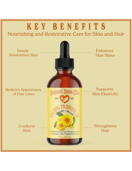 Aceite de Onagra 118ml Natural Born Oils, Hidratante Puro y Orgánico