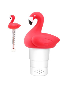 Dispensador de Cloro Flotante Flamingo con Termómetro 2 en 1