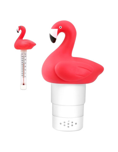 Dispensador de Cloro Flotante Flamingo con Termómetro 2 en 1