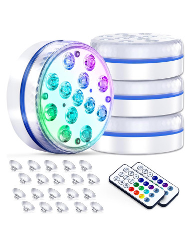 Luces LED sumergibles Defeicco IP68 RGB 4 unidades