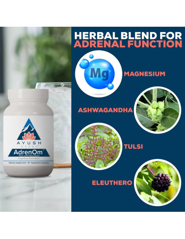 Suplemento Ayurvédico AdrenOm Ayush Herbs - 90 Cápsulas