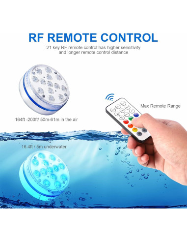 Luces LED sumergibles Defeicco IP68 RGB 4 unidades