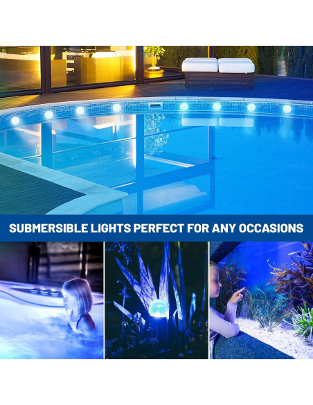 Luces LED sumergibles Defeicco IP68 RGB 4 unidades