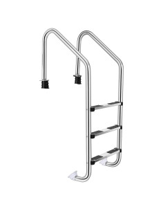 Escalera de piscina Goplus de 3 pasos de acero inoxidable antideslizante