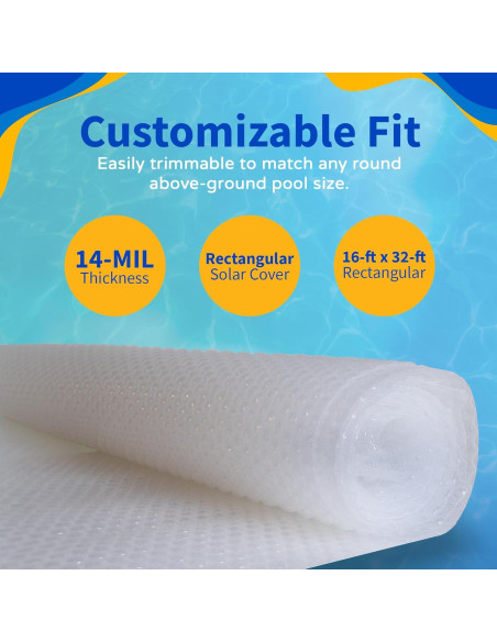 Manta Solar Rectangular Blue Wave 14 Mil 975x487 cm Clara