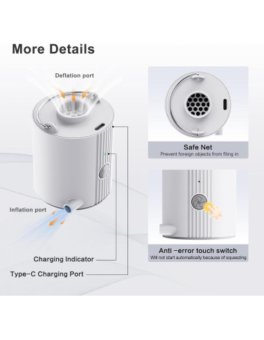Bomba de aire portátil Motorenbau 1600mAh inflado rápido