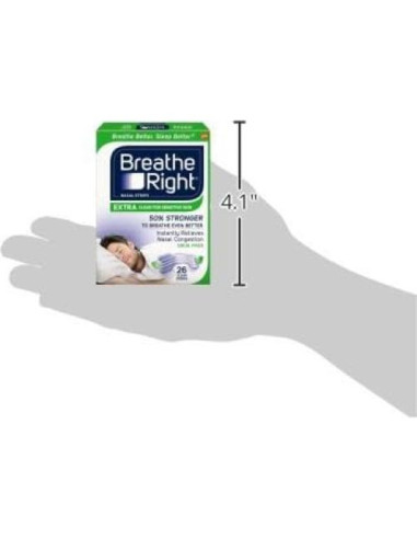 Tiras Nasales Breathe Right Extra Clear Piel Sensible 104 Unidades