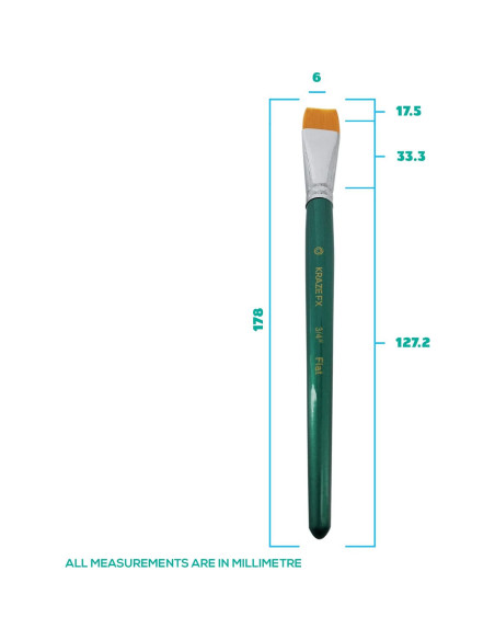 Pincel Plano para Pintura Facial Kraze FX 19 mm - Profesional