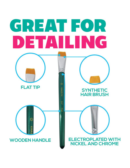 Pincel Plano para Pintura Facial Kraze FX 19 mm - Profesional