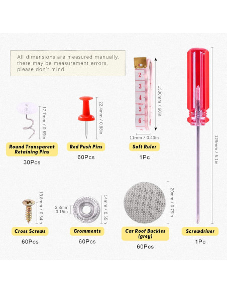 Kit de Reparación de Techo de Automóvil Swpeet 272 Piezas Gris