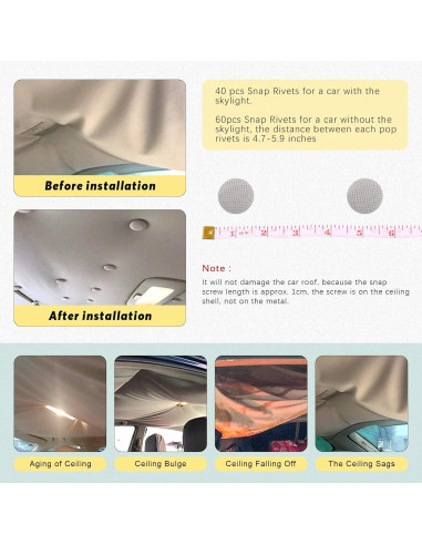 Kit de Reparación de Techo de Automóvil Swpeet 272 Piezas Gris