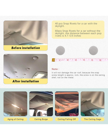 Kit de Reparación de Techo de Automóvil Swpeet 272 Piezas Gris