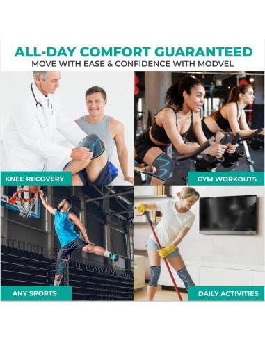 Fajas de Compresión para Rodilla Modvel - Paquete de 2 - Alivio Dolor