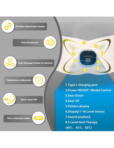Cinturón de Tonificación Abdominal con Almohadilla Térmica