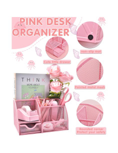 Set de Accesorios de Escritorio Rosa LXEVIHK 24 Piezas 2