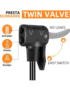 Bomba de Bicicleta TOOLITIN con Manómetro 160 PSI Aluminio 2