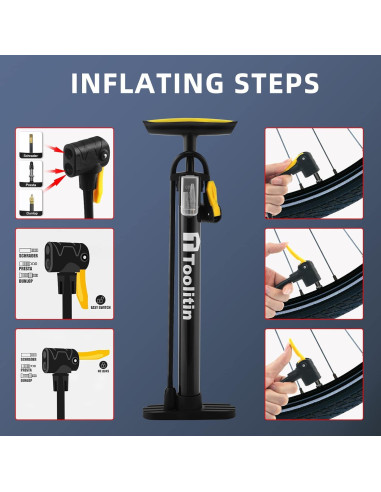 Bomba de Aire Portátil TOOLITIN para Bicicletas y Pelotas