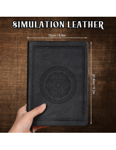 Cuaderno de Piel Vintage Fetinar A5 Rayado 300 Páginas Negro 2