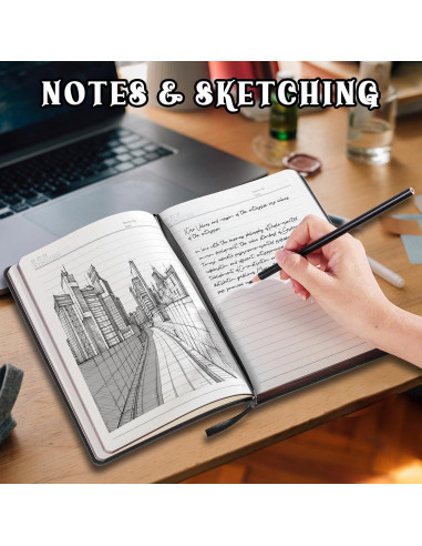 Cuaderno de Piel Vintage Fetinar A5 Rayado 300 Páginas Negro