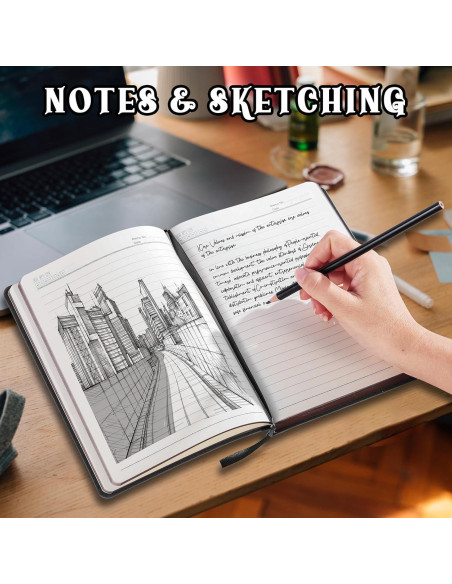 Cuaderno de Piel Vintage Fetinar A5 Rayado 300 Páginas Negro