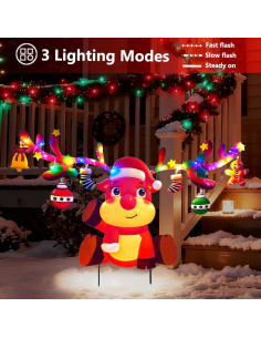 Estaca de Jardín Navideña RueXig con Luces Multicolor 2