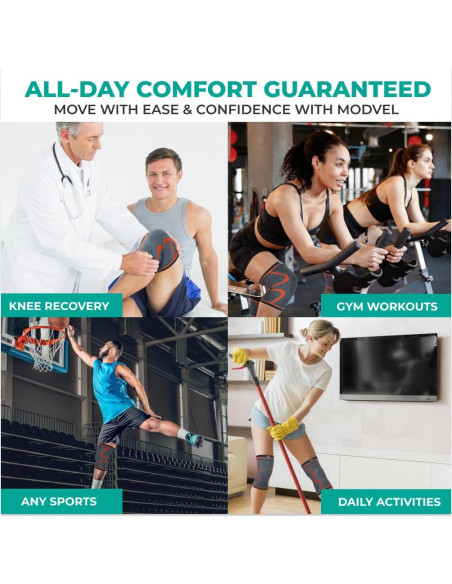 Fajas de Compresión para Rodilla Modvel - Paquete de 2, Alivio Dolor