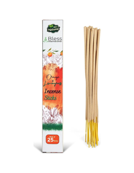 Incienso Natural Bless International Naranja y Lemongrass 25 Palitos