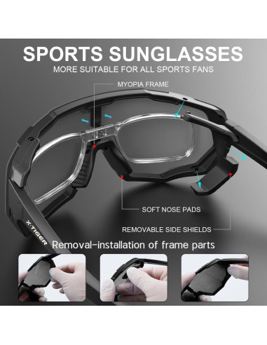 Gafas de Ciclismo X-TIGER 5 Lentes Intercambiables UV400