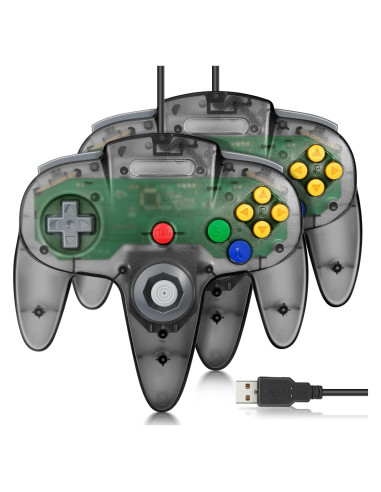 Paquete de 2 Controladores USB FISUPER N64 para PC y Raspberry Pi