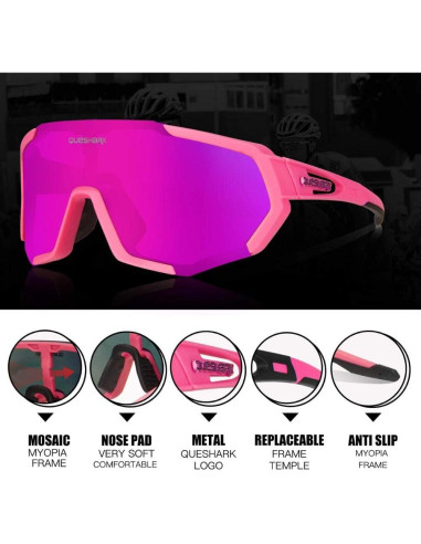 Gafas de Ciclismo Queshark con 3 Lentes Polarizadas UV400