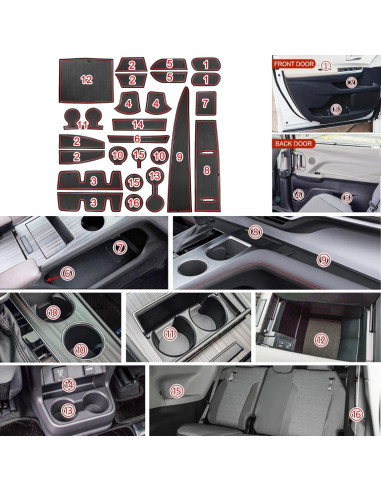 Inserto para Portavasos SENSHINE Toyota Sienna 2024-2021 Rojo