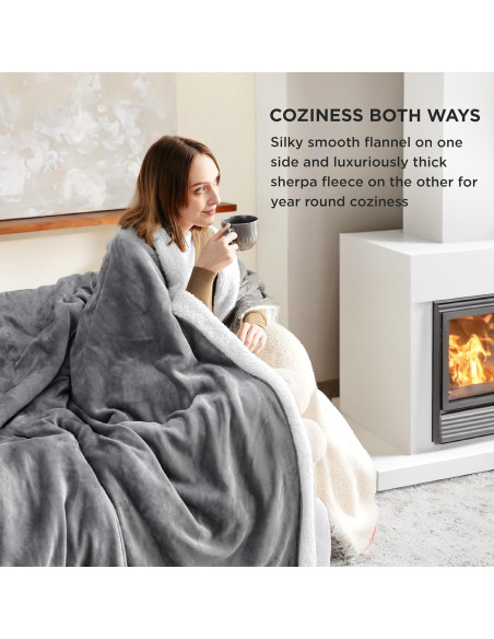 Manta de lana Sherpa Bedsure 127x152 cm Gris - Suave y Cálida