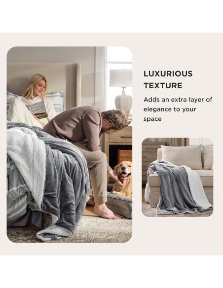 Manta de lana Sherpa Bedsure 127x152 cm Gris - Suave y Cálida